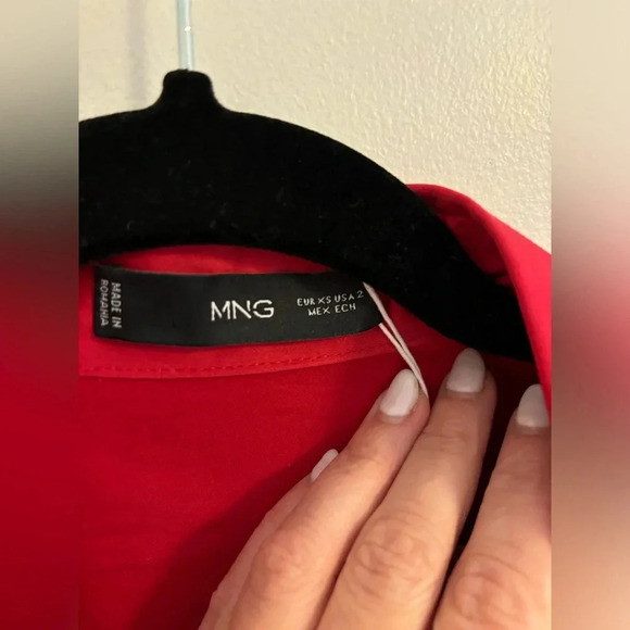 Mango Red Cotton Oversized Dress Shirt NWT - Picture 11 of 11